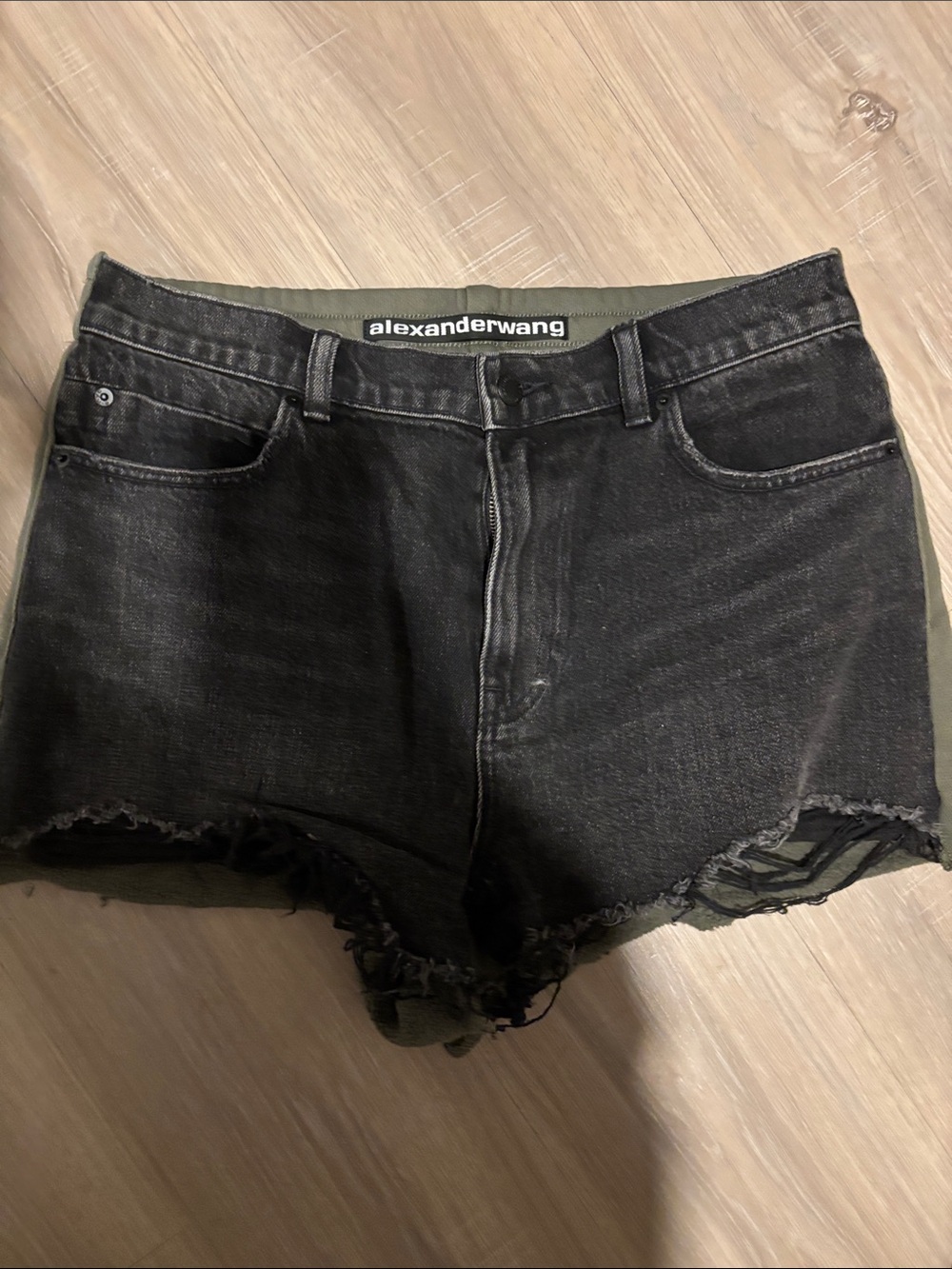 Alexander Wang Black Frayed Denim Cutoff Shorts